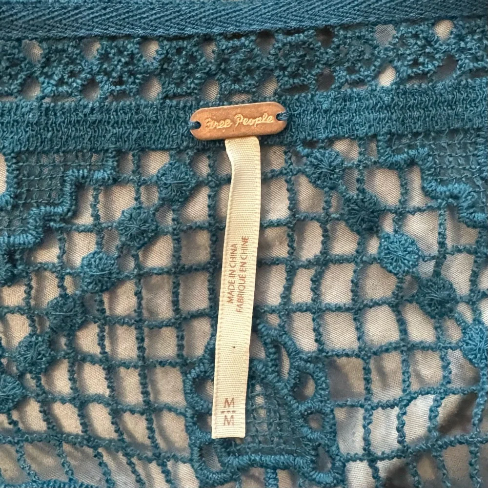 Free People Teal Crochet Bodice Mini Dress